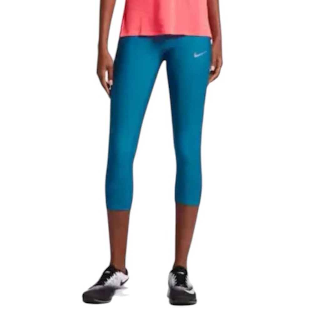 NIKE Women’s EPIC DRI FIT Crop Cool 3/4 Tights in Teal Size Small
